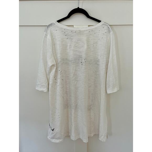 A Rare Bird Tattered T-Shirt Happy Thoughts Size S/M - Picture 2 of 4